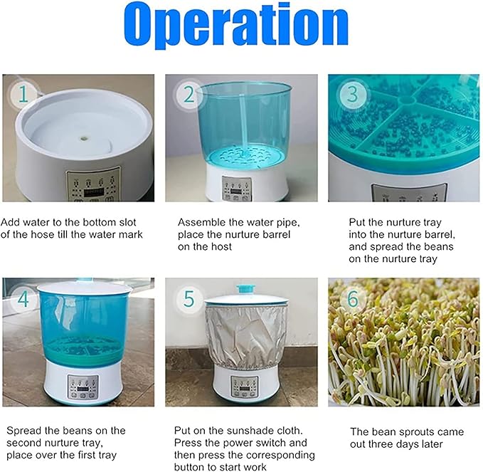 Automatic Bean Sprout Machine Constant Temperature Seed Germination Kit with Digital Display for Make Natto