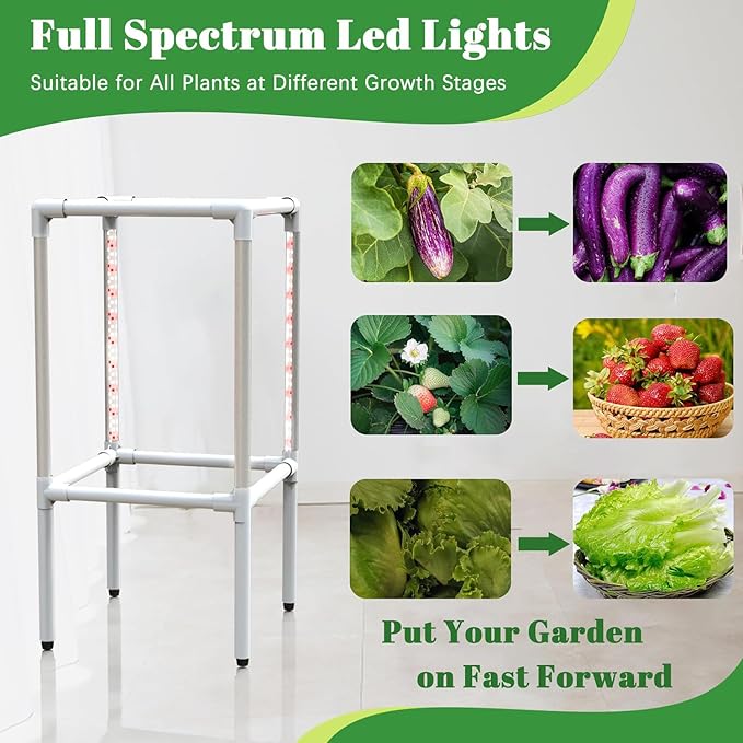 Hydroponics Growing System with LED Grow Light - Smart Garden Planter 30 Pods Germination Kit Aeroponics Tower Included Pump Timer Net Pots - Ideal for Indoor Plant Growth