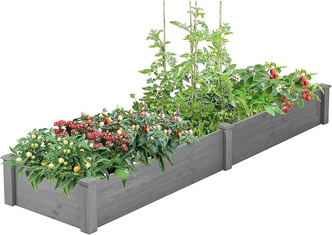Over Ground Raised Garden Bed 4x2 Feet 96x28x10 Inch Large Planter Box for Vegetables &amp Flowers - Deep Root Space No-Dig Outdoor Garden Kit with Tool-Free Assembly