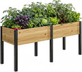 DoCred Raised Garden Bed 70.9 x 22.8 x 31.5 Large Elevated Wooden Horticulture Planter Box with Metal Legs Standing Growing Bed Planter for Gardening Balcony Backyard Patio