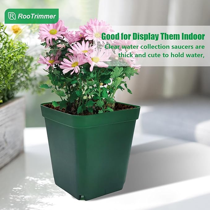 Square Nursery Seedling Pot 3.5 Inches 90 Pcs Small Nursery Pot Plastic Thick and Sturdy Seed Start Germination Pot for Plant Propagation and Seeding(Green3.54 Inches 90Pcs)