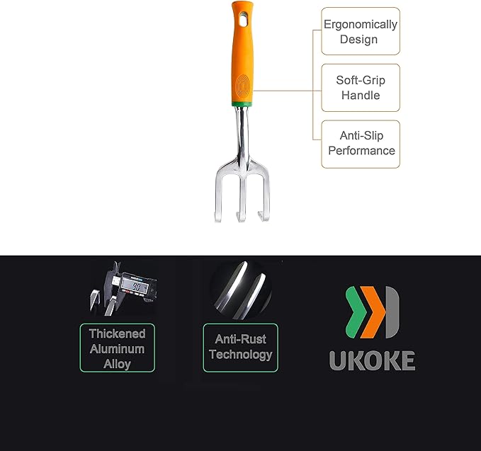 Ukoke Heavy-Duty Cast Aluminum Alloy Garden Weeder Cultivator