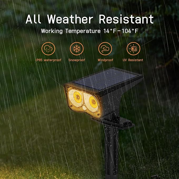 Solar Spot Lights Outdoor Motion Sensor IP65 Waterproof Bright 2-in-1 Solar Wall Lights Auto On/Off LED Solar Landscape Spotlights for Garden Yard Pathway Driveway Walkway
