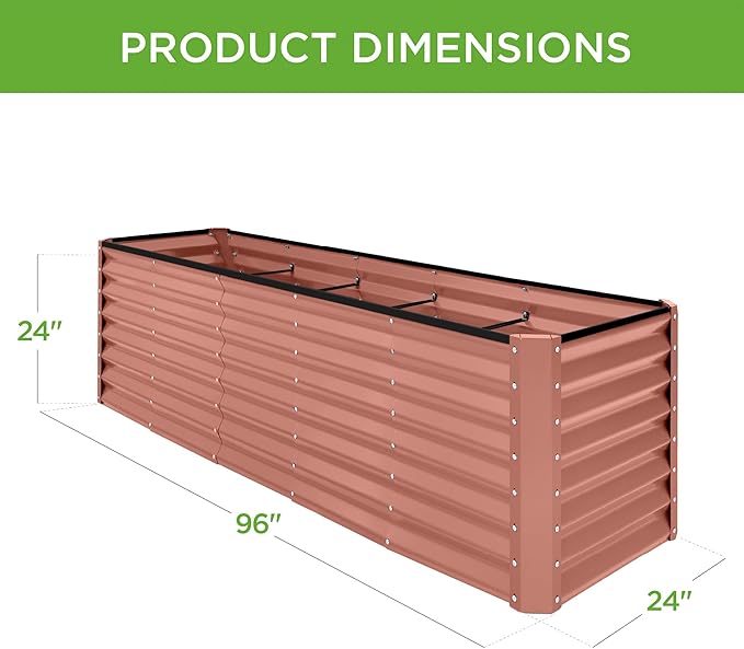 Best Choice Products 8x2x2ft Outdoor Metal Raised Garden Bed Rectangular Deep Root Planter Box for Vegetables Flowers Herbs and Succulents w/ 239 Gallon Capacity - Terracotta