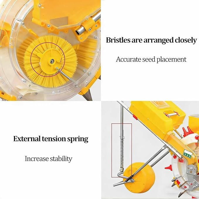 Hand Seed Spreader Single-Wheel Row Planter Garden Roller Seeding Fertilizer Applicator with Nozzles Garden Push Seeder Machine for Soy Peanut Corn Soybean(7 Nozzles)