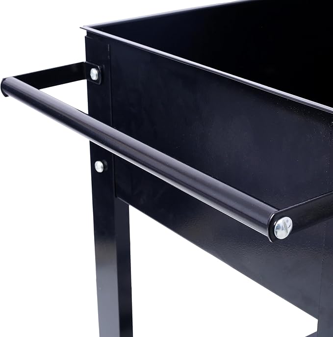 Raised Garden Bed with Legs for Flowers/Vegetables/Herbs Standing Elevated Planter Box Cart on Wheels with Large Lower Storage Shelf OutdoorBackyard Patio Balcony - Black