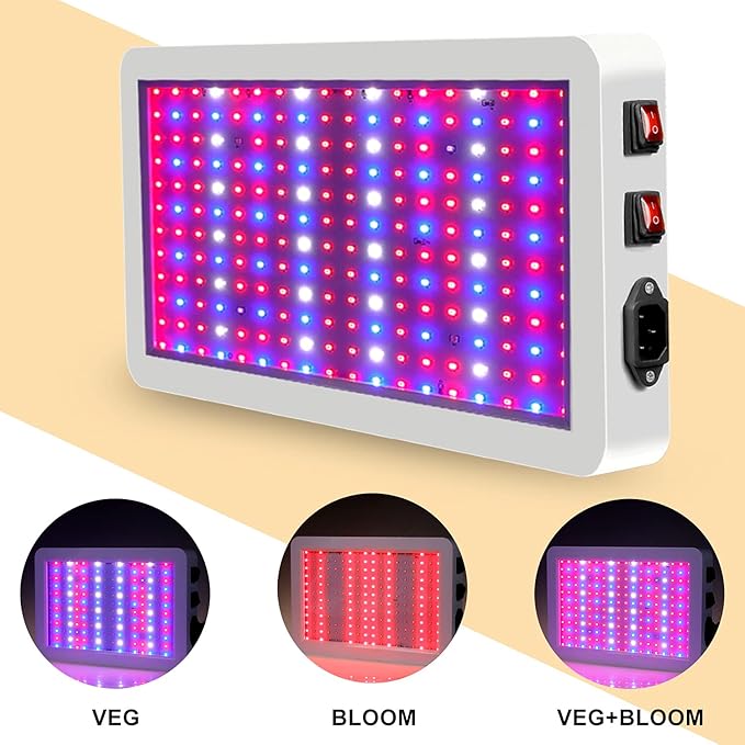 Full-Spectrum Plant Growth Light Potted Plant Light Waterproof Dimmable Dual-Mode Plant Light with Adjustable Cord for Hydroponic Indoor Plants Flowering Fruits Grow Lights2000w