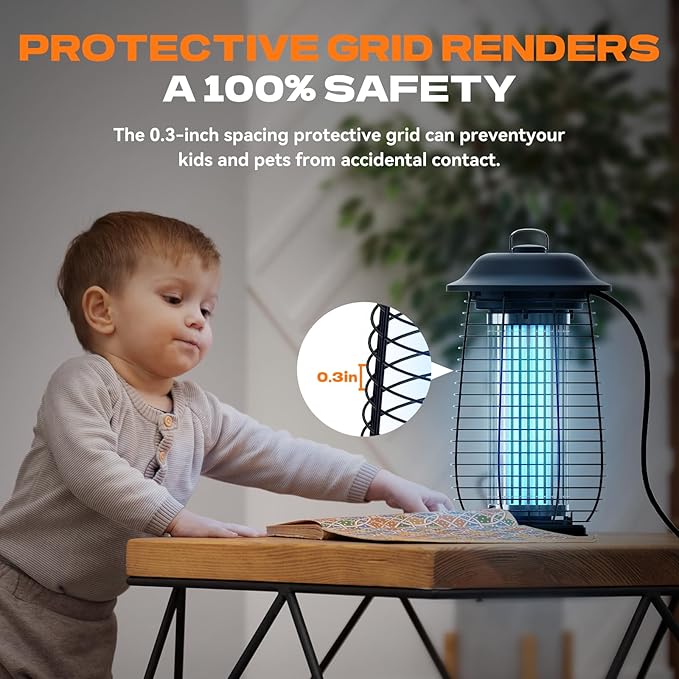 Bug Zapper Indoor &amp Outdoor 4200V Electric Mosquito Zapper 10 Years Lifespan 6.5ft Power Cord Waterproof Fly Trap Mosquito Trap Fly Killer Fly Zapper for Home Patio Kitchen Backyard Camp