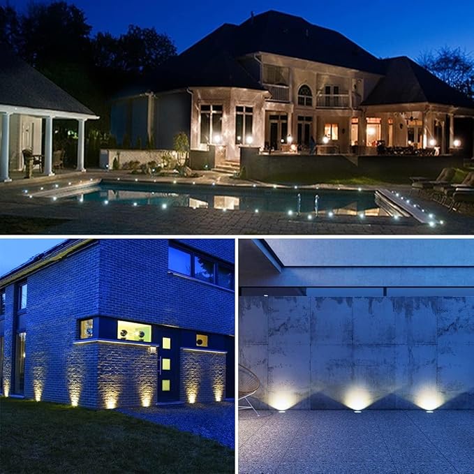 Round Recessed Led Buried Lights - Outdoor Led Landscape Lamp Ip67 Waterproof Stainless Steel Led Spotlight Outdoor Led Ground Floodlights for Pathway Patio Garden La-Yellow Light-12 W