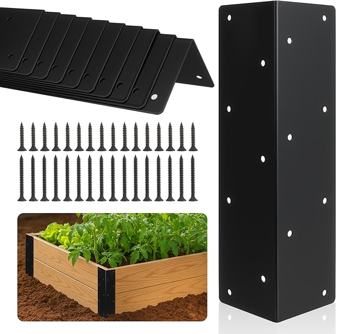 12 Pcs Metal Raised Garden Bed Corner Brackets 11 x 3 x 3 Rust-Resistant Raised Bed Corner Brackets for 12-24 Wood Planter Box Flower Beds Vegetable Gardens Furniture &amp Sand Box