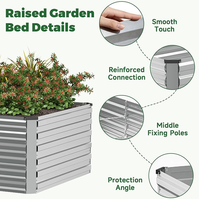 8x4x2 ft Raised Garden Bed Large Metal Planter Raised Beds Planters for Outdoor Plants for Vegetables Flowers Herbs Fruits and Succulents.
