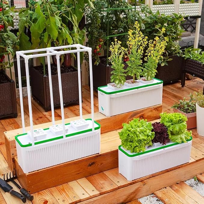 Smart Hydroponic Growing System Kit Safe and Durable Indoor Gardening System Suitable for Growing Tomatoes Melons Vegetables Cabbage Peppers Herbs Flowers and Other Plants (7L)