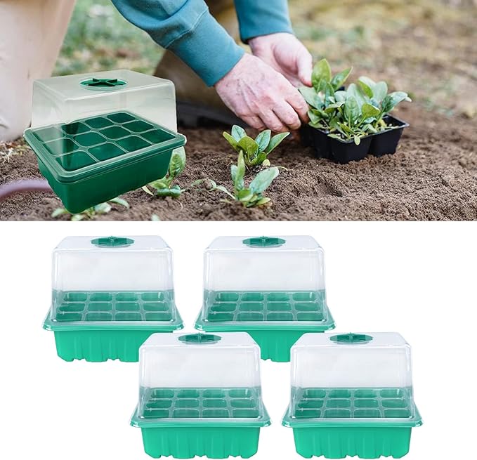 Plant Starter Kit with Full Grow Light 5 Brightness Levels USB Powered - Adjustable Timing Clear View Design for Indoor Gardening and Greenhouses