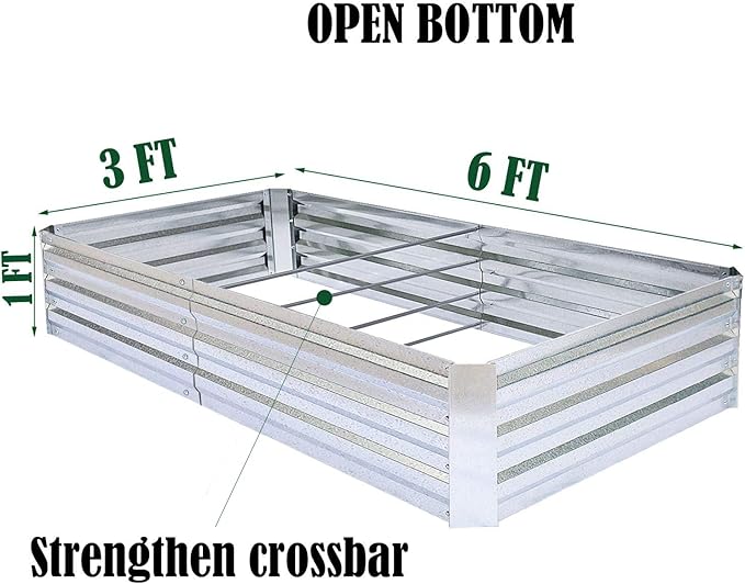 Galvanized Raised Garden Beds for Vegetables Large Metal Planter Box Steel Kit Flower Herb (6 x 3 x 1 ft * 2 Pack Galvanized)