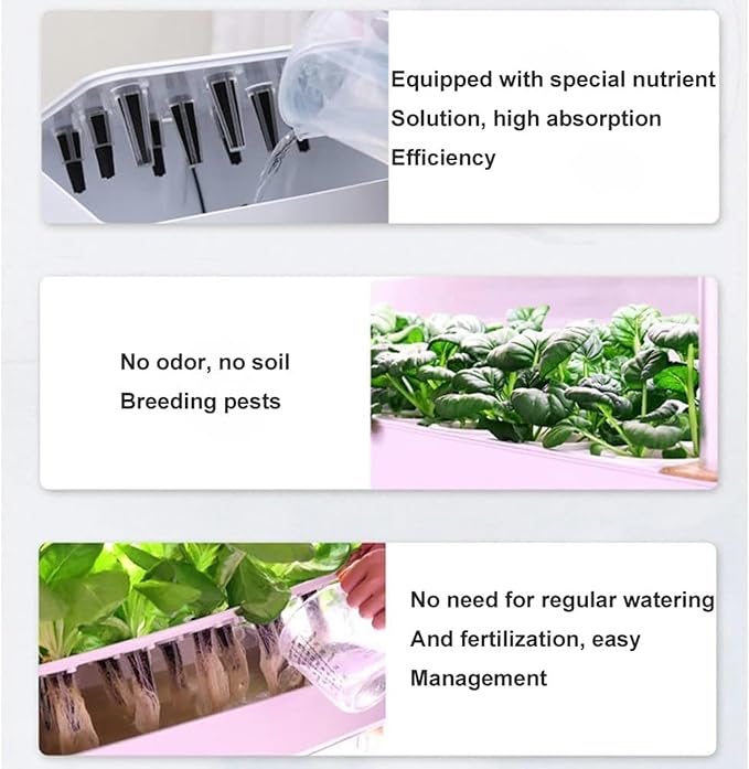 Hydroponics Tower Garden Hydroponic Growing with LED Grow Light 48/64 Planting Spaces PVC Vegetables Aeroponics Grow Kit for Fruits an