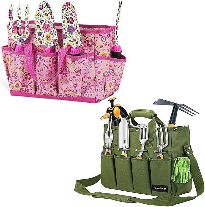 Housolution 900D Standable Gardening Tool Bag and 10 PCS Gardening Tool Set with Large Garden BagFloral Pattern Gardening Tool Set Gifts for WomenHome Tools Organizer Garden Tool Kit Holder