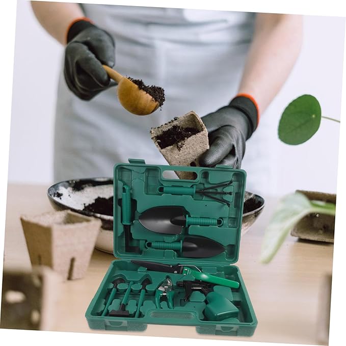 Portable Garden Tool Set Pruning Shears Small Shovel Rake Sprayer Shovel Tool Case Outdoor Planting Gardening Accessory Kit