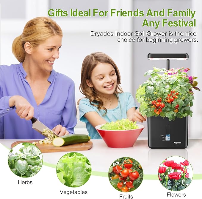 Indoor Garden Growing Systems Self-Watering Plant Pot Smart Gardening System with 17 Watts LED Grow Light Auto Timer Gardening Plant Gifts for Dad Mom Plant Pot for vegetables herbs(No Seeds&ampSoil)