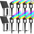 ZYAN Solar Color Changing RGB Spotlights with Remote 12000mAh Separate Monocrystalline Panels &amp USB-C Powered Auto On Off Outdoor IP65 Waterproof for Patio Yard Path (100 Lumens × 8 Pack)