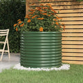 Green Powder-Coated Steel Garden Planter 31.5x31.5x26.8 Inch Outdoor Raised Garden Bed Durable Weather-Resistant Round Planter for Vegetables Flowers Herbs