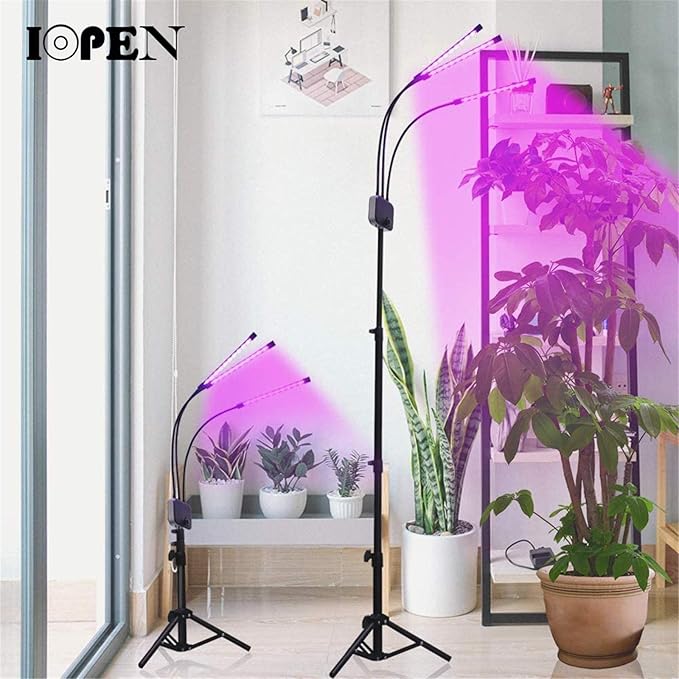 60W LED Full Spectrum Growing Lamps with Tripod Stand Dimmable Timing Greenhouse Flower Adjustable Floor Plant Grow Lights