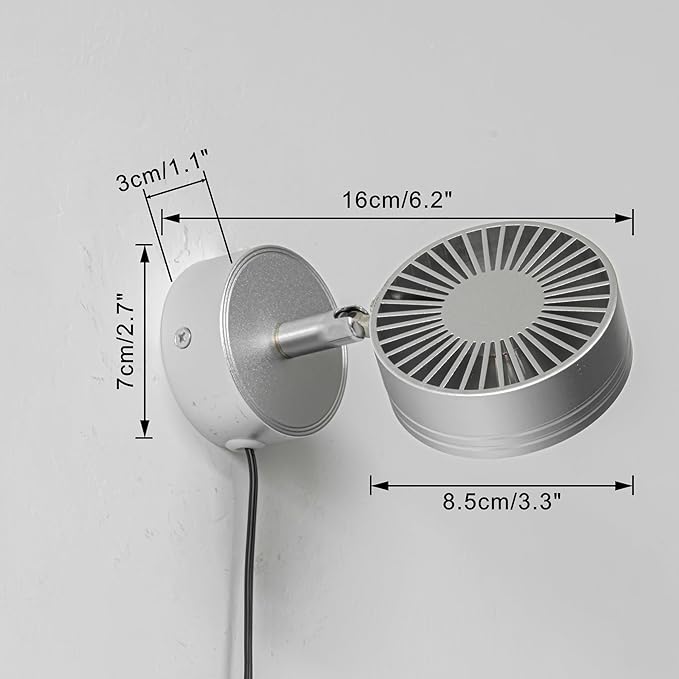 Set of Two Silver Plant Lights Full Spectrum LED Adjusted Angle Wall Lights 10W Warm Light Plug in Cord Spot Lamp Imitation Sunlight for Indoor Home Plants Growing