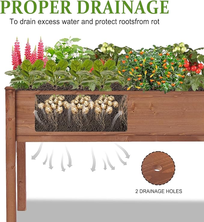 Raised Garden Bed with Legs 48x24x30 in Planter Boxes Outdoor Elevated Wooden Planter Box Standing Growing Bed for Gardening Backyard Patio and Balcony (Coffee 48x24x30)