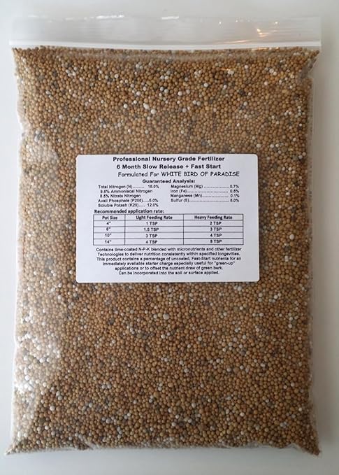 White Bird of Paradise Professional Nursery Grade Fertilizer 4 LB Six Month Slow Release Strelitzia nicolai Plant Food