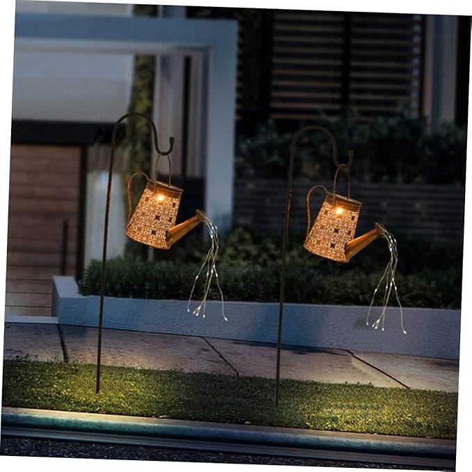 Happyyami Solar Lawn Light Watering Can Solar Garden Decor Rainproof Landscape Lighting
