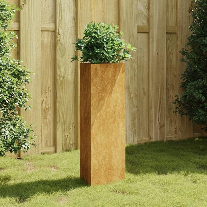 Heavy Duty Corten Steel Garden Planter Garden Raised Bed Corten Steel Garden Bed Planter Box Outdoor for Plants Vegetables Herbs and Flowers 11.8x10.2x29.5 Corten Steel