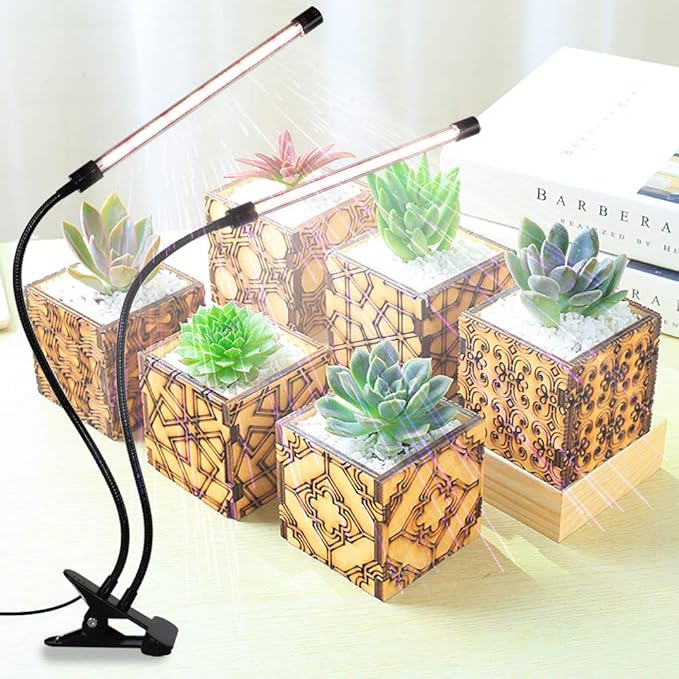 GooingTop LED Grow Light6000K Full Spectrum Clip Plant Growing Lamp with White Red LEDs for Indoor Plants5-Level DimmableAuto On Off Timing 4 8 12Hrs