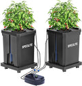 SPECILITE DWC Hydroponics Grow System with Top Drip Kit 7 Gallon 2 Buckets Deep Water Culture Recirculating Drip Garden System with Plant Stand with Wheels Air Pump Air Stone Air Hose