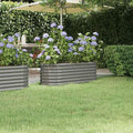 44.9x44.9x14.2 in Oval Raised Garden Bed Powder-Coated Steel Planter Box Large Outdoor Elevated Planter for Vegetables &amp Flowers Modern Grey for Patio Balcony Backyard