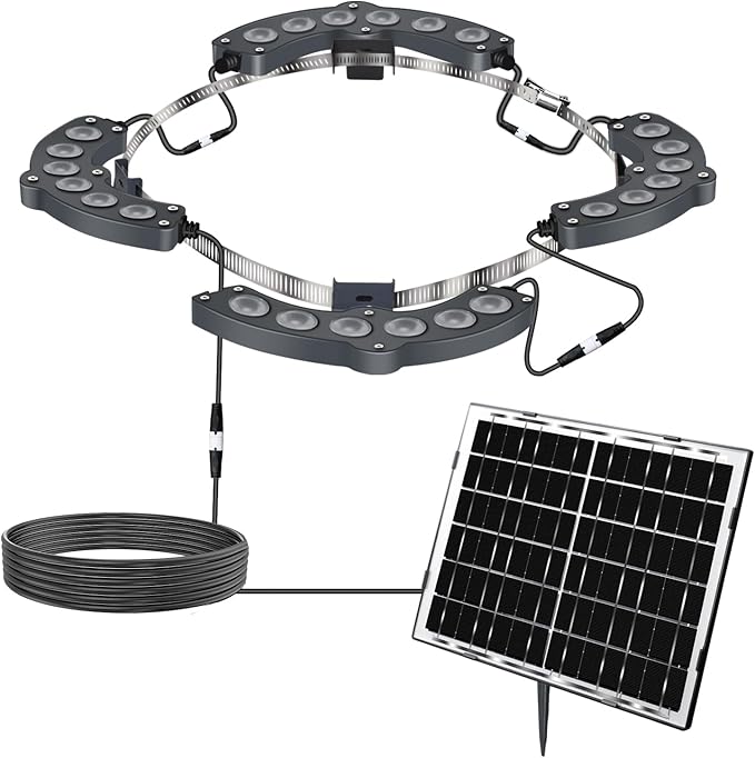 Solar Palm Tree Lights Outdoor Warm Light 3000K Solar Spotlights for Plam Trees 12000 mAh Batteries Solar Powered LED Ring Tree Lights up to 12+ Hours for Outside House Garden Landscape Large Trees