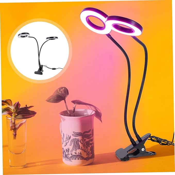 balacoo Double Head Grow Light Plant Lights Led Planting Lamp Clamp Plant Growth Lamp Home Grown Lamp Dual-Headed Growing Lamp Plant Growth Light Lamp for Plants Indoor Aluminum Alloy Clip Black