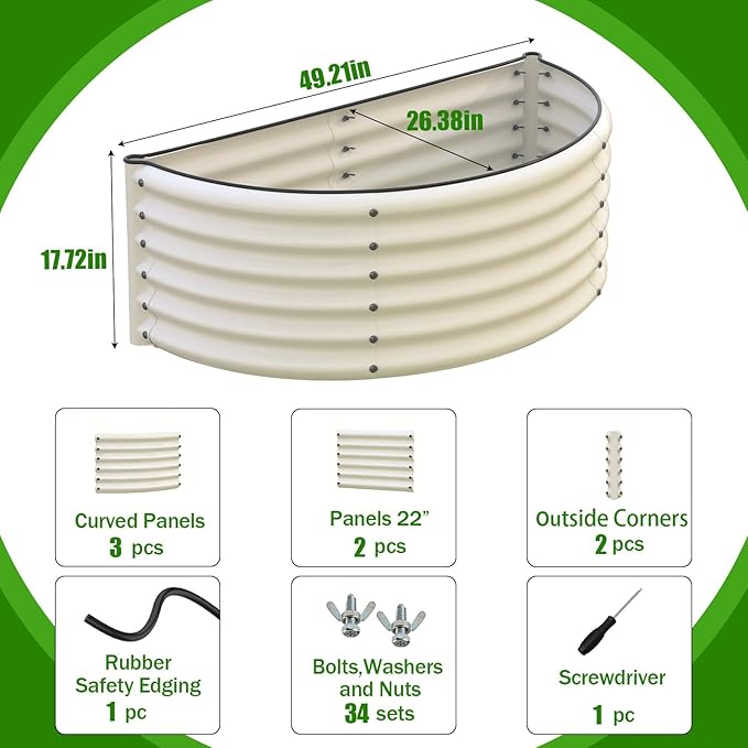 aboxoo Round Raised Garden Bed Kit 17 Tall Large Bottomless Galvanized Raised Bed for Growing VegetablesSucculentsFlowers Planter Boxes Outdoor（White