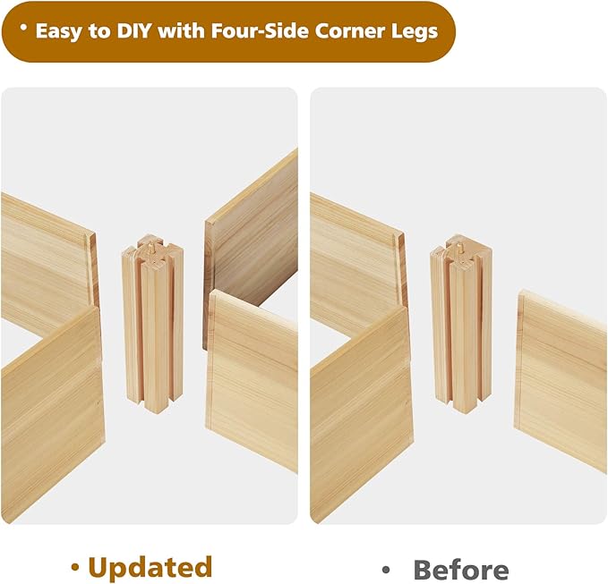 MEDIMALL U-Shaped Wooden Raised Garden Bed Divisible Raised Beds for Gardening Elevated Planter Box Outdoor for Vegetables Flowers &amp Herbs Ideal for Patio Lawn Backyard (92.5 L x 95 W x 11