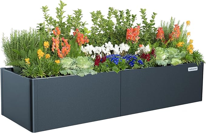 Vego garden Modern Raised Garden Bed 17 Tall 27 x 83 Heavy Metal Planter for Trees Plants Flowers Double-Walled Steel Planters for Commercial Residential Patio Midnight Blue