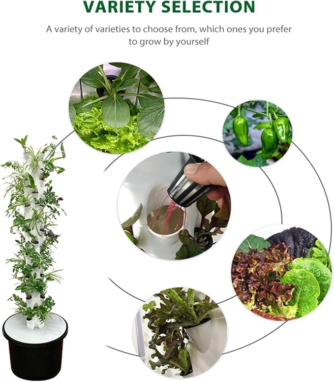 Hydroponic Tower Growing Sytem Indoor Nft Hydroponic System Vertical Garden Petal Tower 48 Plants Equipment for Flower Lettuce Herb Strawberry Easy to Install and Operate
