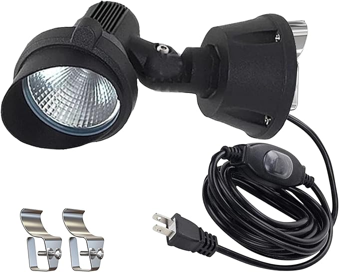 Kiven LED Indoor/Outdoor Waterproof Spotlight Porch Light with 9.84 FT Plug-in Cord 10Watts Plug in Accent Light with Vinly Siding Hooks for Plants Porch Garden(Cool White)