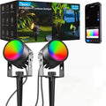 Ligency Smart Spotlight Landscape Lights Outdoor Spot Lights Waterproof RGBW Color Changing Spotlights for Yard Garden 2-Pack (28.8 Feet)