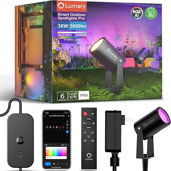 Lumary Smart Landscape Lights Pro 500LM Smart WiFi Bathroom Exhaust Fan with Light