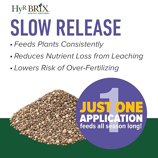 HyR BRIX Slow-Release 6-8-9 Fruit &amp Berry Fertilizer 45lb Bag - Plant Food with Calcium &amp Sulfur - Essential Micronutrients for Better-Tasting Fruit &amp Higher Yields