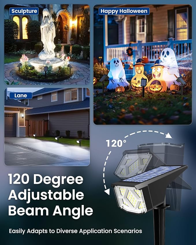 Solar Spot Lights Outdoor Solar Lights Outdoor Waterproof IP65 Compact Design Landscape Spotlights for Garden Tree Yard House Pathway Decorations 4 Pack Cool White