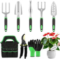 Garden Tool Set 8 Piece Stainless Steel Hand Tools Floral Gardening Kit for Planting Sturdy Metal and Design Outdoor Accessory with Ergonomic Handles Digging Weeding Soil Loosening