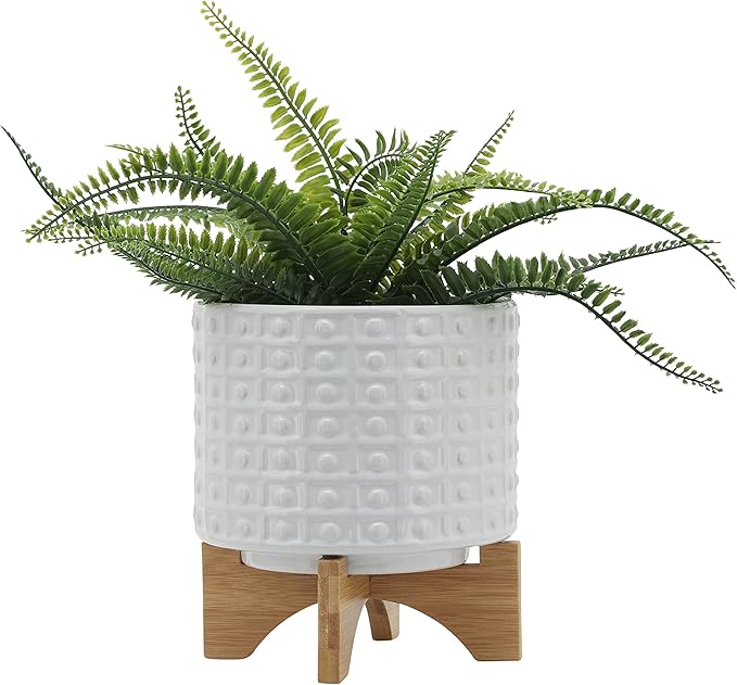 Generic 8 Dotted Planter W Stand White