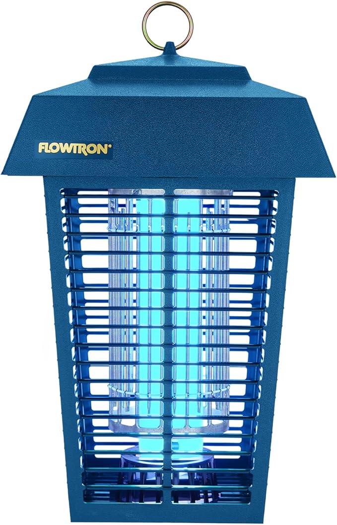 Flowtron Bug Zapper 1 Acre of Outdoor Coverage with Powerful 40W Bulb &amp 5600V Instant Killing Grid Electric Insect Fly &amp Mosquito Zapper Made in The USA - Blue Color