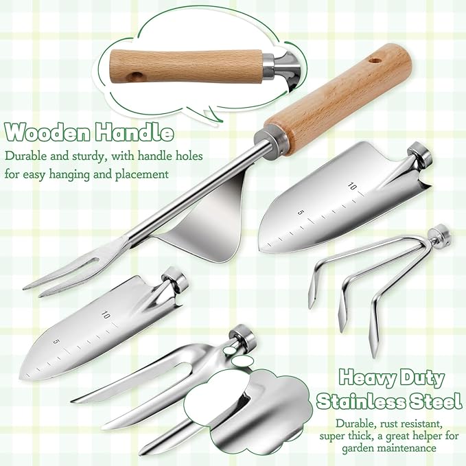 11-Piece Gardening Hand Tools Set with Durable Garden Tool Organizer Bag Rust-Resistant and Stylish Heavy Duty Garden Tools for Gardening Perfect Garden Tool Set Gifts for Women