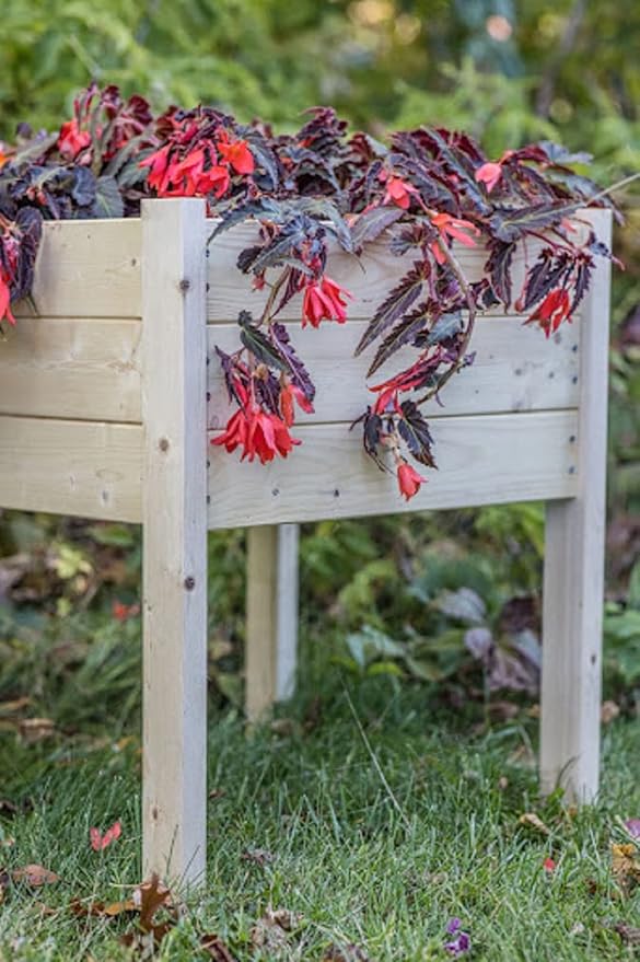 Zylina Wood Raised Garden Bed - ACCENT CORNER Planter 22x22x26 Raised Planter Boxes for Outdoor with Legs and Liner Garden Beds Outdoors Grow Vegetables Herbs and Flowers for Patio or Backyard.