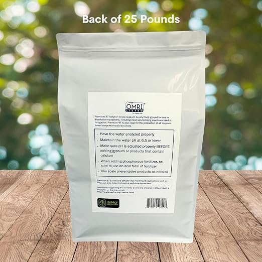 Supply Solutions Gypsum Powder - Purest and Soluble Houseplant Food Fertilizer for Indoor Plants Outdoor Lawn Vegetables - Indoor Plant Nutrients Improve Plant Growth (25 Pounds)